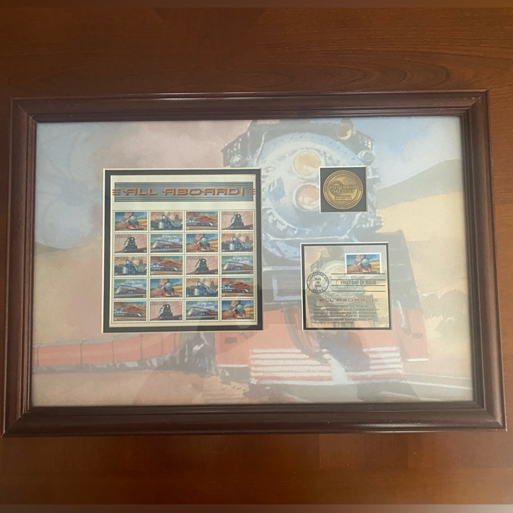 USPS ALL ABOARD Postmark Gallery First Day Issue Framed Collector's Edition 1999